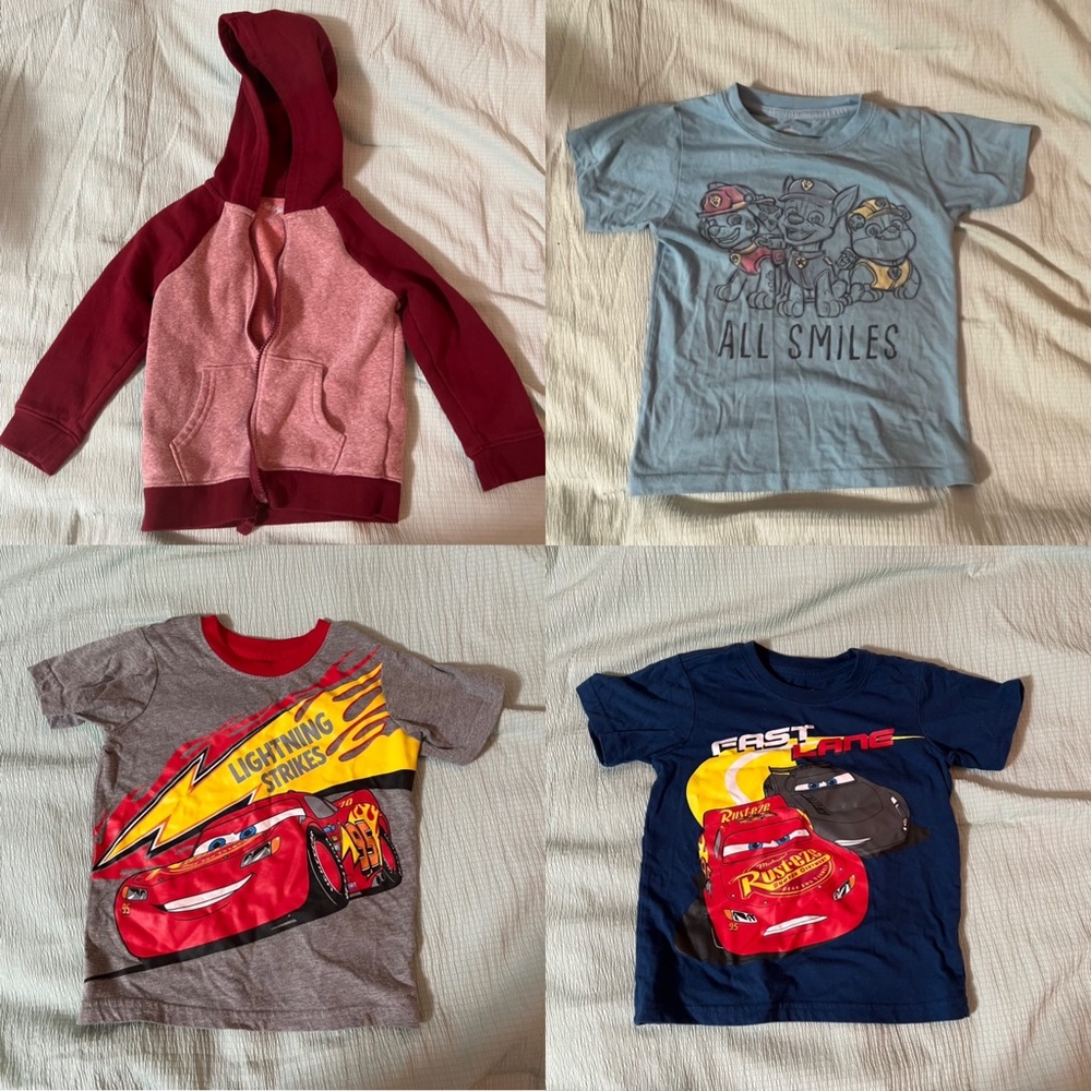 *Bundle* 3T Boys clothes- jacket, paw patrol shirt, and 2 Disney Cars shirts